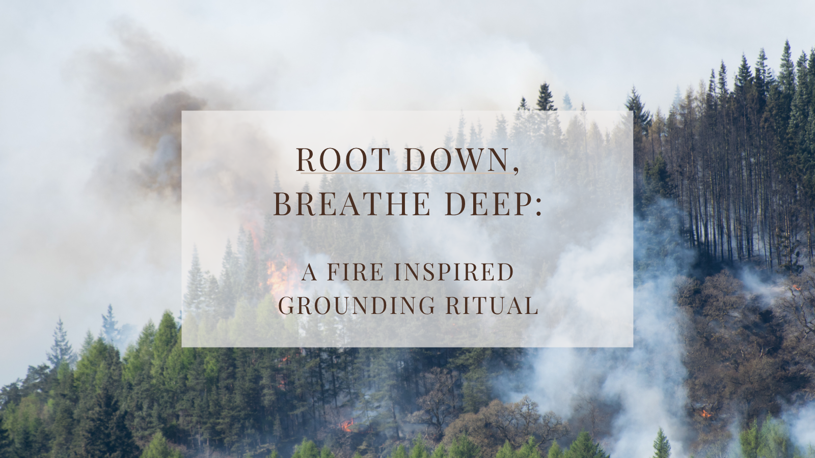 Forest smoke with text overlay for Amethira’s fire-inspired grounding ritual blog post